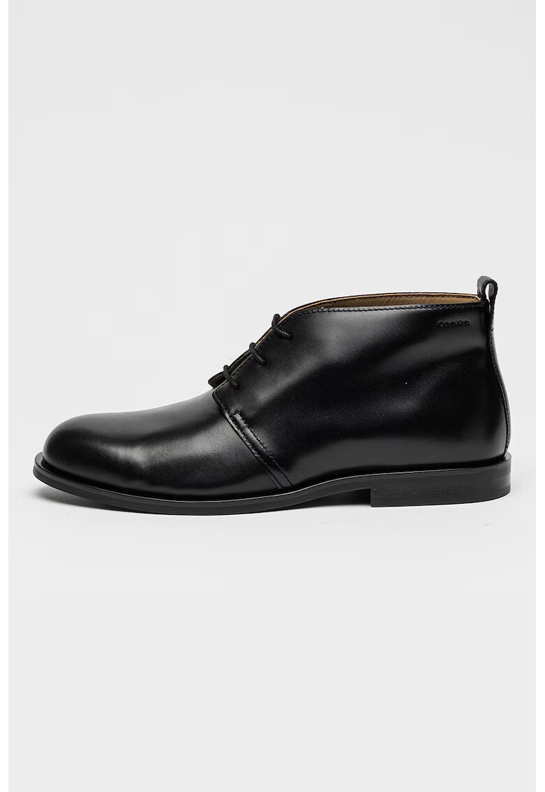 Calvin Klein Ghete flatform din piele - Negru