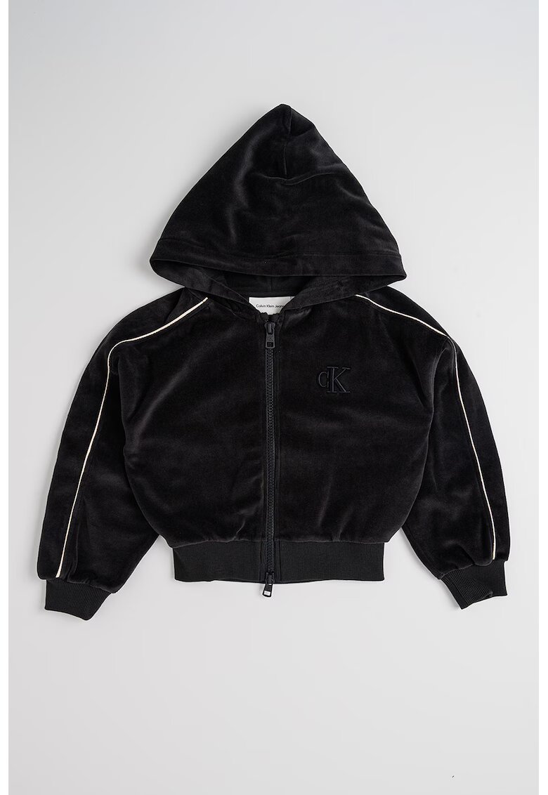 Calvin Klein Hanorac de catifea cu fermoar - Negru