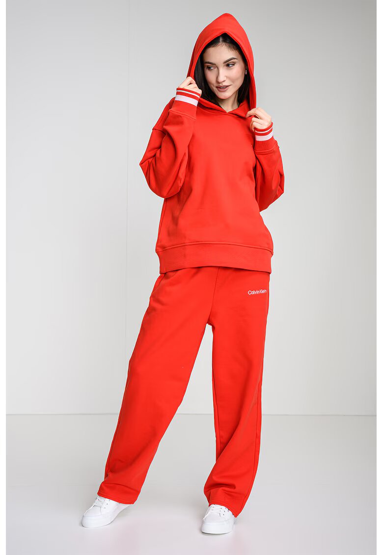 Calvin Klein Hanorac din amestec de bumbac cu maneci cazute - Portocaliu inchis