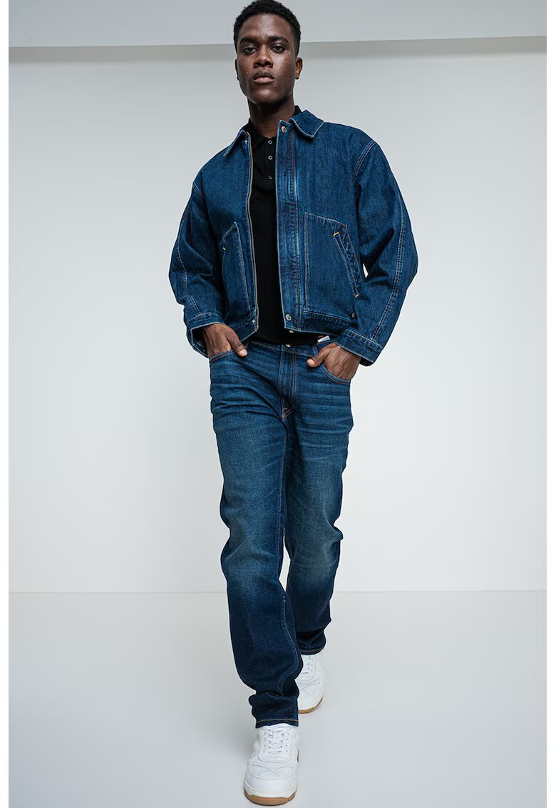 Calvin Klein Jacheta din denim cu fermoar - Albastru inchis