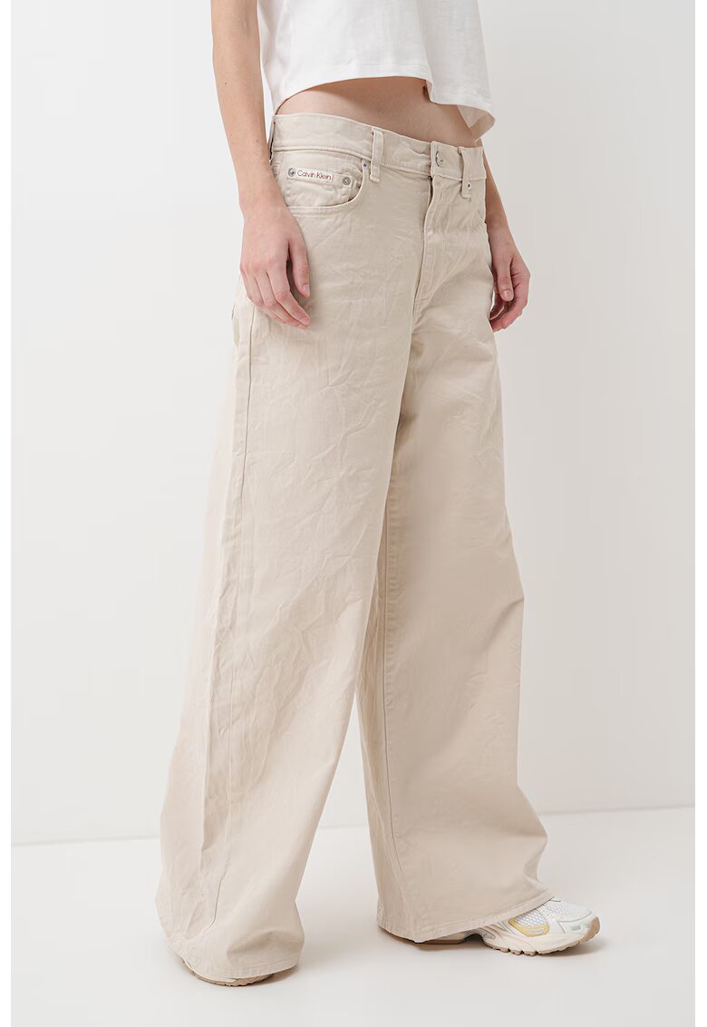 Calvin Klein Jeans Blugi cu croiala ampla si talie inalta - Alb fildes