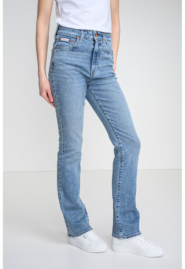 Calvin Klein Jeans Blugi cu croiala bootcut si talie inalta - Albastru deschis melange