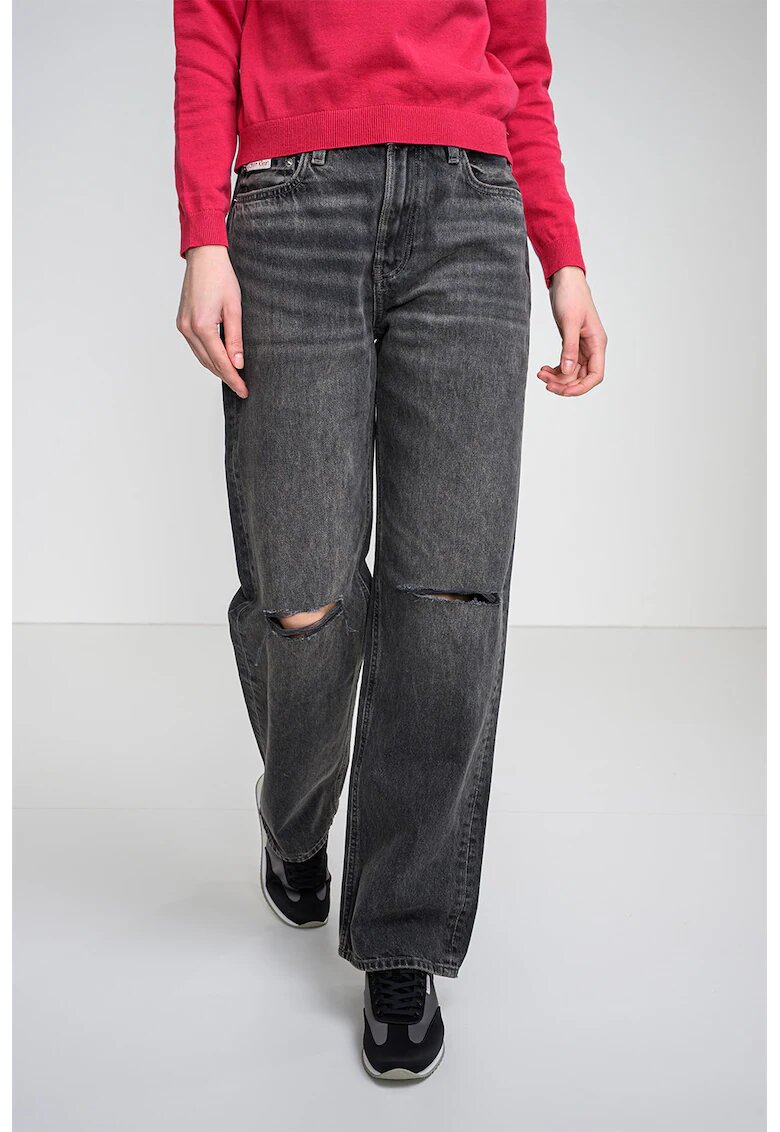 Calvin Klein Jeans Blugi cu croiala dreapta si talie joasa - Gri melange