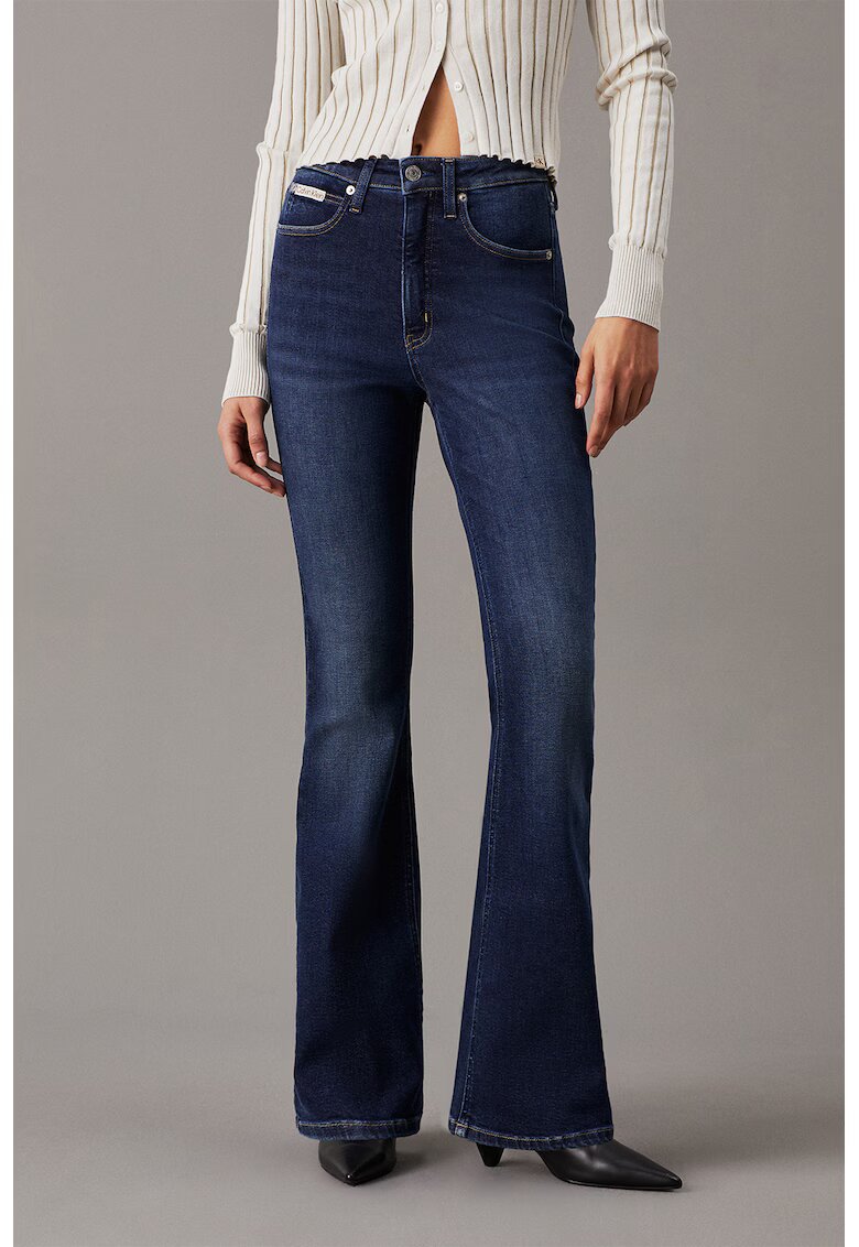 Calvin Klein Jeans Blugi evazati cu talie inalta - Albastru inchis