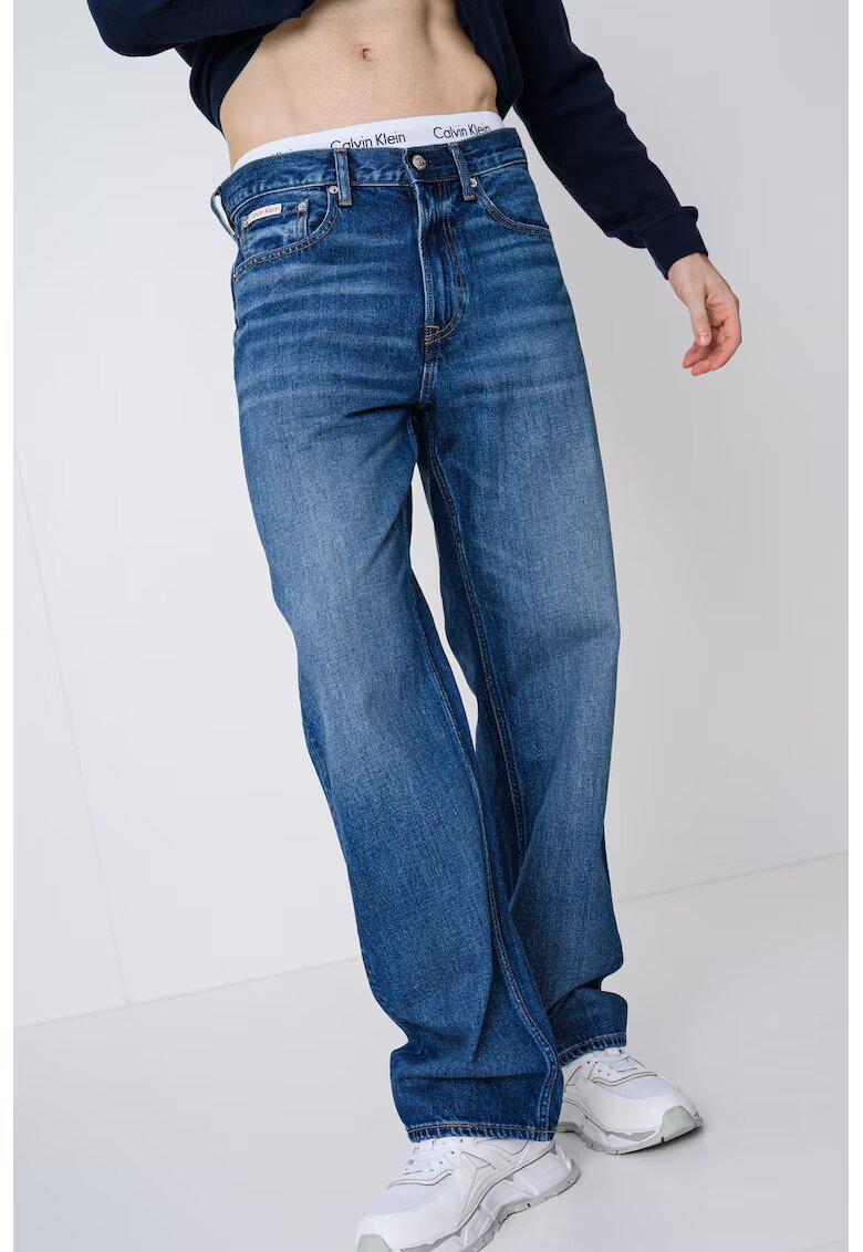Calvin Klein Jeans Blugi relaxed fit cu 5 buzunare - Albastru