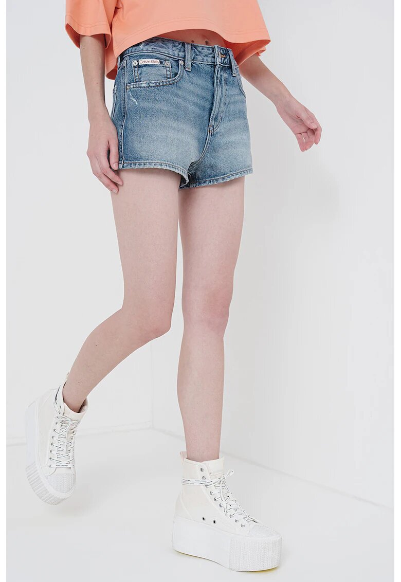 Calvin Klein Jeans Blugi scurti cu talie medie - Albastru melange