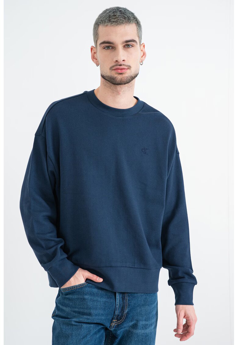 Calvin Klein Jeans Bluza de trening cu maneci cazute - Bleumarin