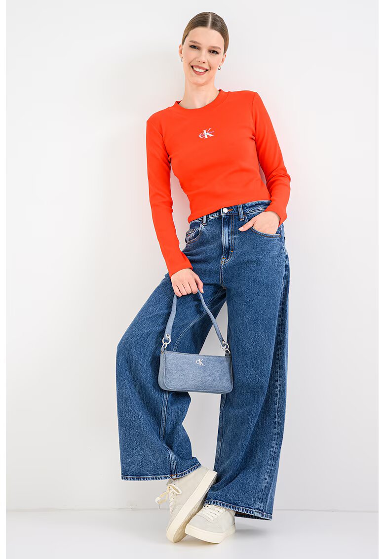 Calvin Klein Jeans Bluza din amestec de bumbac cu imprimeu logo - Coral