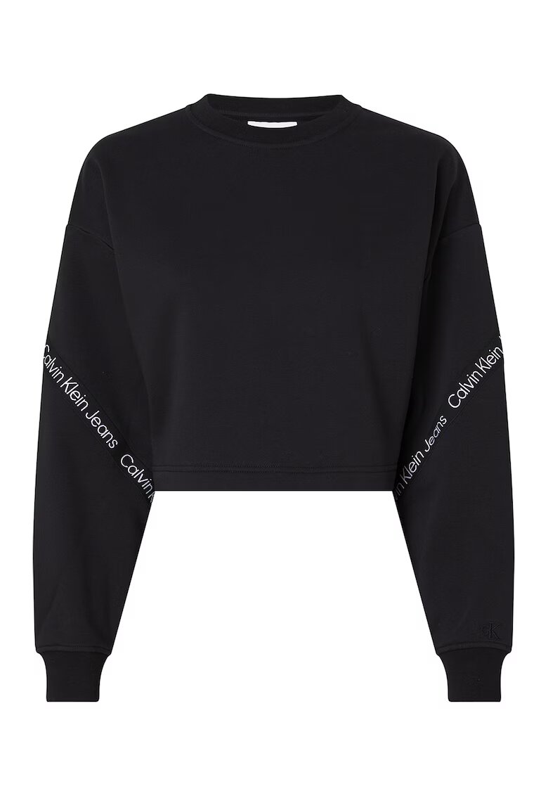 Calvin Klein Jeans Bluza sport crop cu maneci cazute - Negru