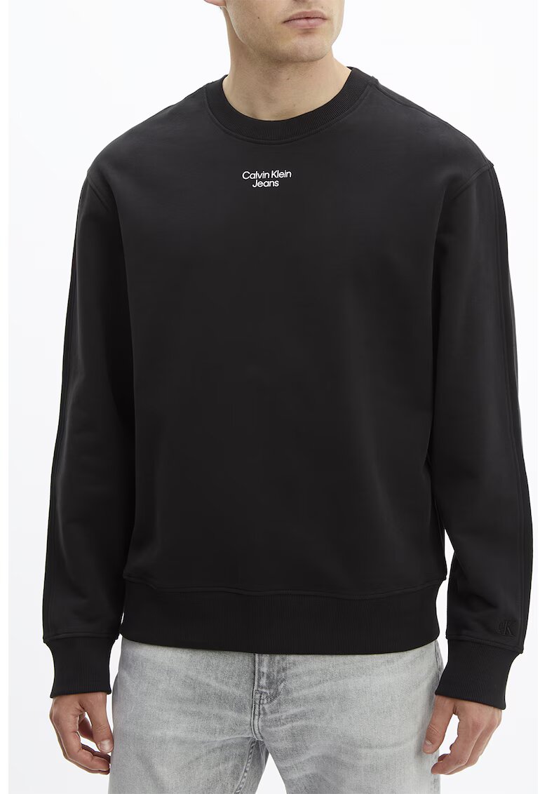 Calvin Klein Jeans Bluza sport cu decolteu la baza gatului - Negru