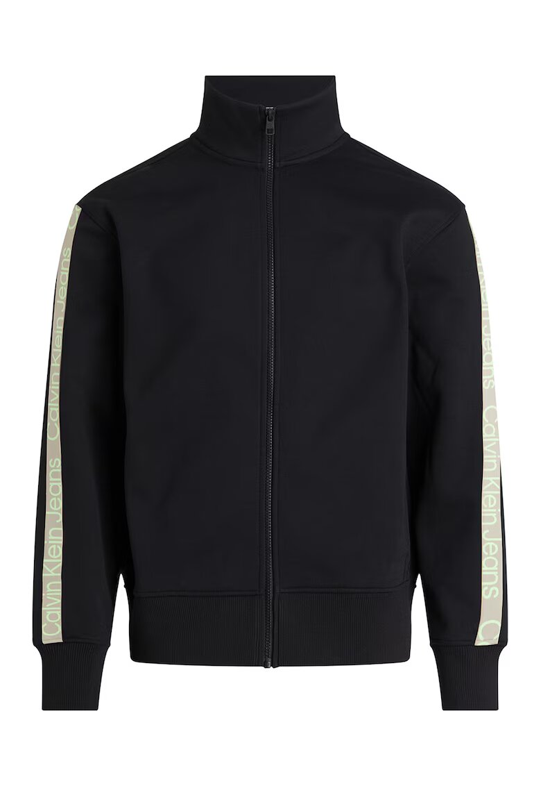 Calvin Klein Jeans Bluza sport cu fermoar si banda logo - Negru