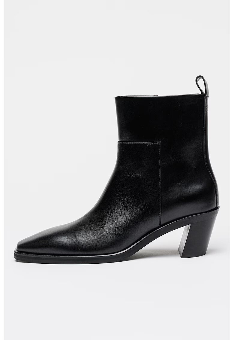 Calvin Klein Jeans Botine din piele cu fermoar - Negru