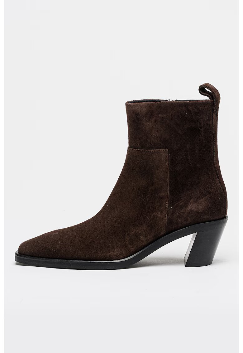 Calvin Klein Jeans Botine din piele intoarsa cu fermoar - Maro