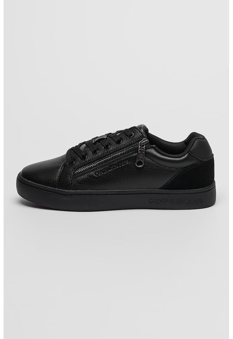 Calvin Klein Jeans CALVIN KLEIN - Pantofi sport de piele cu detaliu cu fermoar - Negru