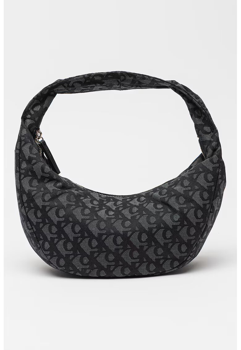 Calvin Klein Jeans Geanta in forma de semiluna cu bareta de umar si monograma - Negru/Gri