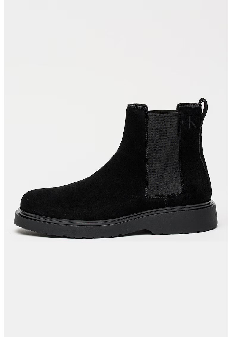 Calvin Klein Jeans Ghete Chelsea de piele intoarsa - Negru