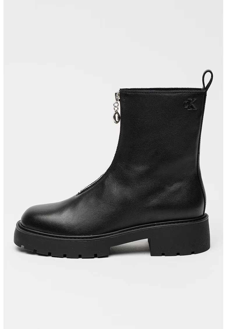 Calvin Klein Jeans Ghete de piele cu fermoar - Negru
