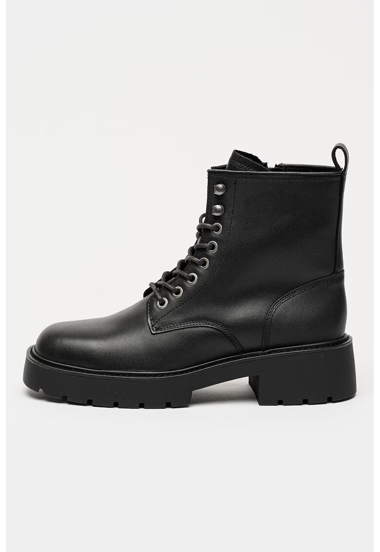 Calvin Klein Jeans Ghete de piele cu toc masiv - Negru