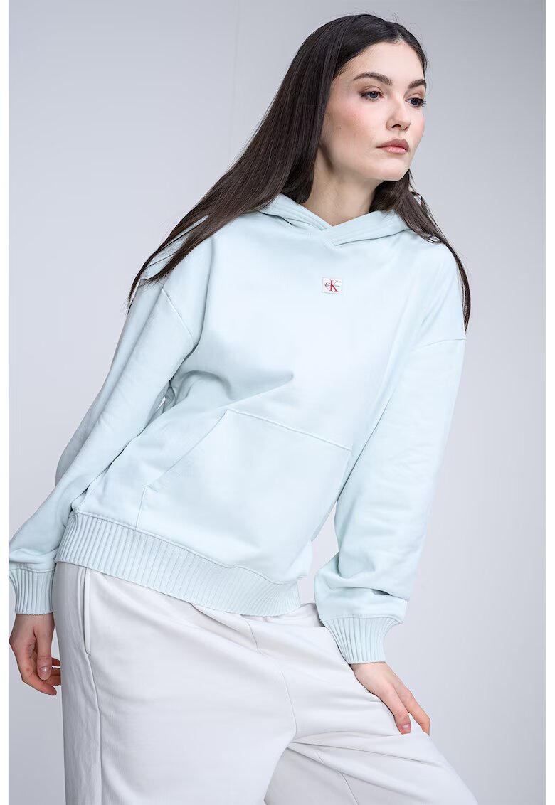 Calvin Klein Jeans Hanorac lejer cu buzunar kangaroo - Verde pal