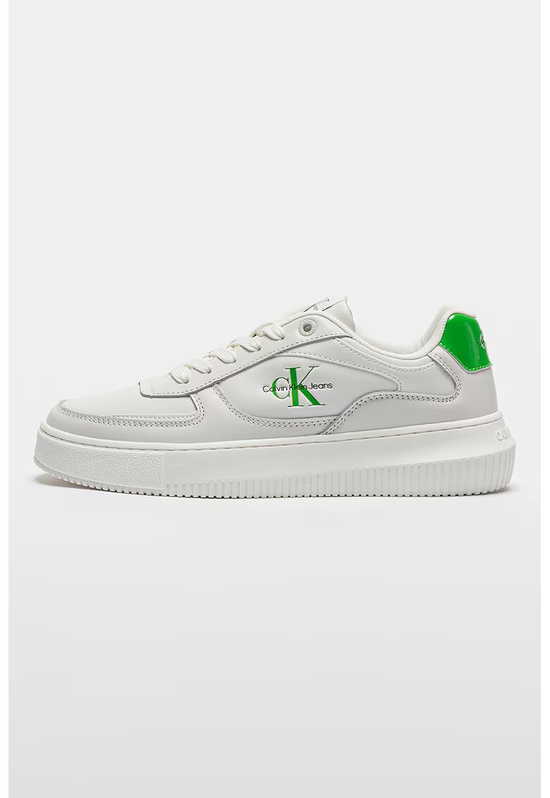 Calvin Klein Jeans Pantofi sport cu detalii de piele - Verde/Alb optic