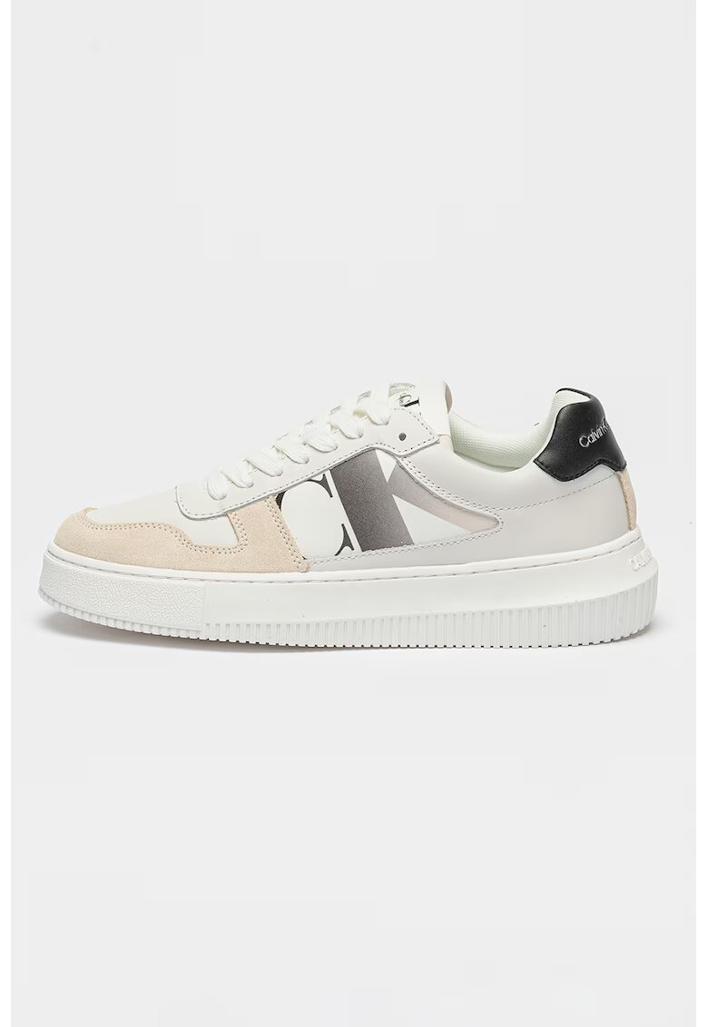 Calvin Klein Jeans Pantofi sport cu insertii de piele intoarsa - Negru/Bej/Alb optic
