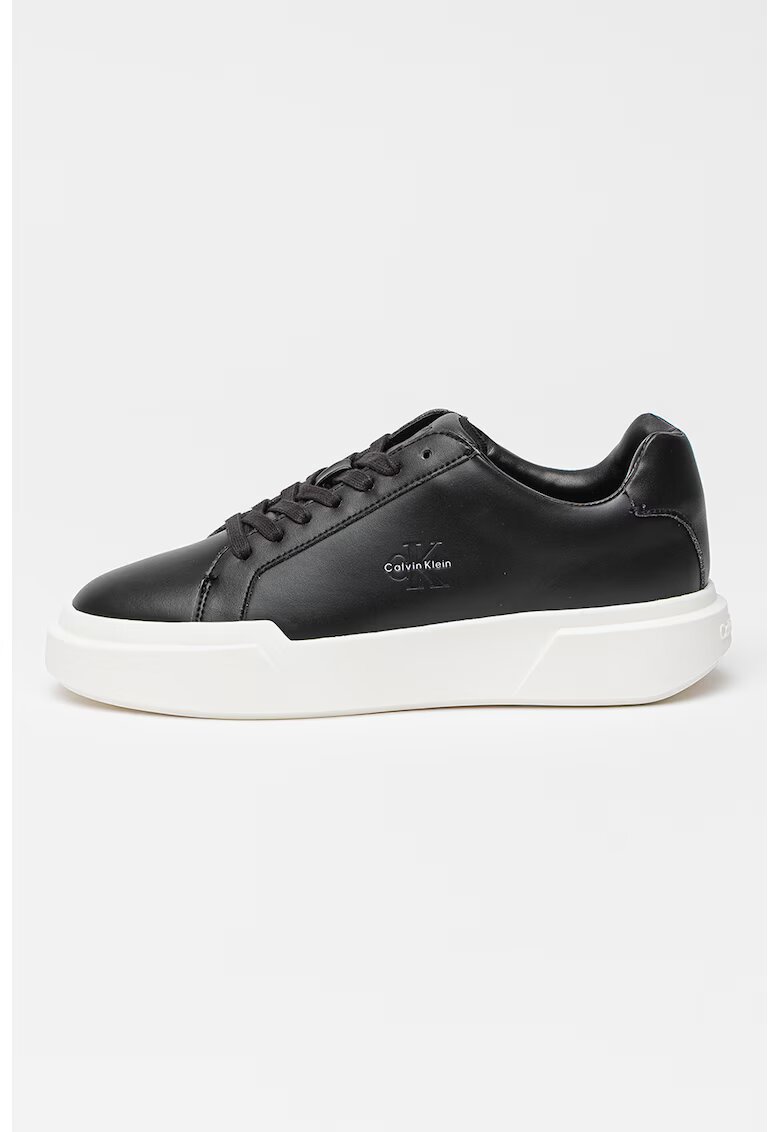 Calvin Klein Jeans Pantofi sport de piele cu sireturi si logo stantat - Alb/Negru