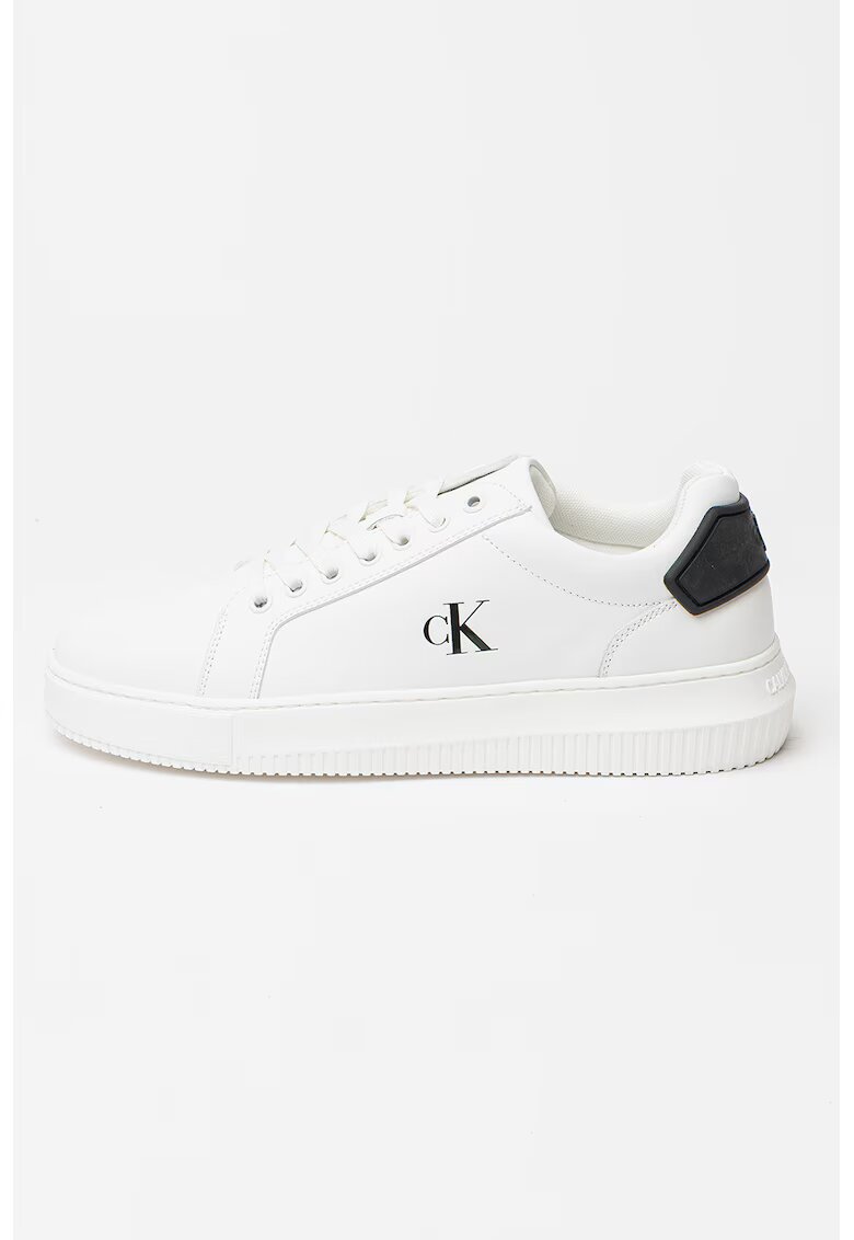 Calvin Klein Jeans Pantofi sport din piele cu aspect masiv - Negru stins/Alb murdar