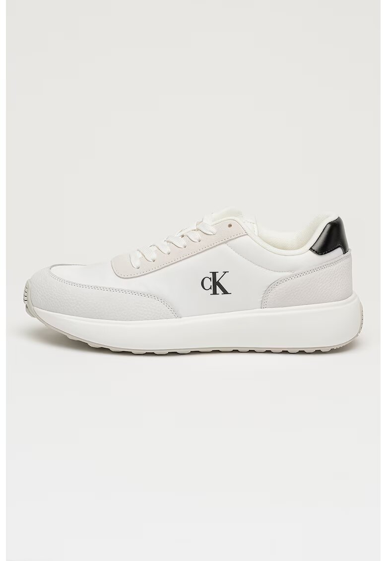 Calvin Klein Jeans Pantofi sport din piele cu garnituri din material textil - Alb optic