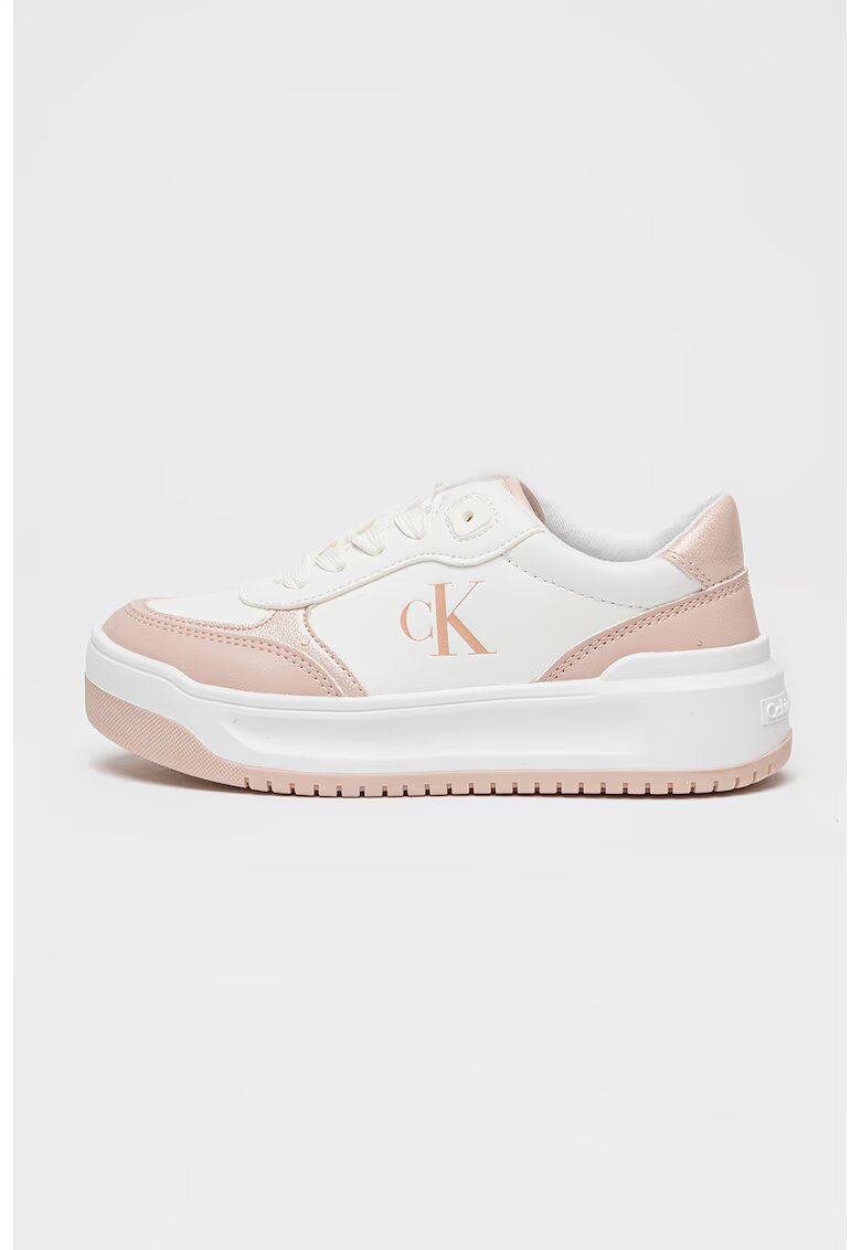 Calvin Klein Jeans Pantofi sport din piele ecologica cu logo - Alb/Roz