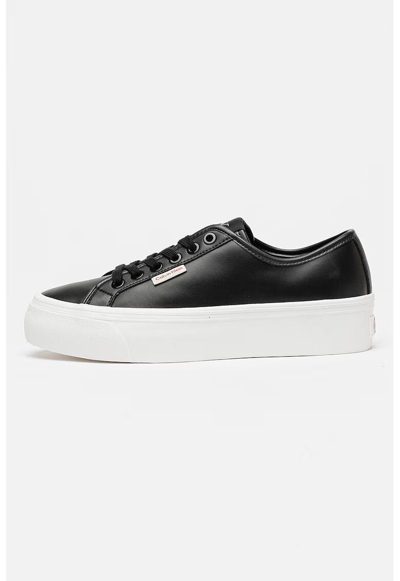 Calvin Klein Jeans Pantofi sport din piele si piele ecologica cu talpa flatform - Negru