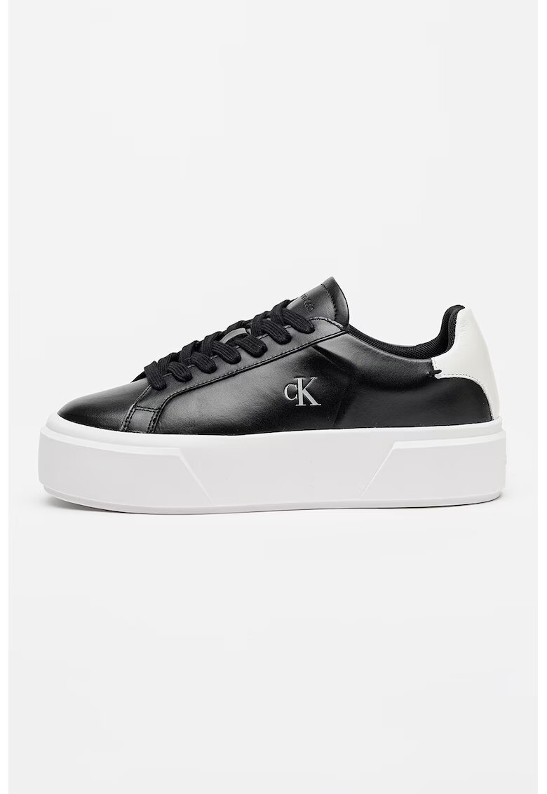 Calvin Klein Jeans Pantofi sport flatform din piele cu logo Sienna - Alb/Negru