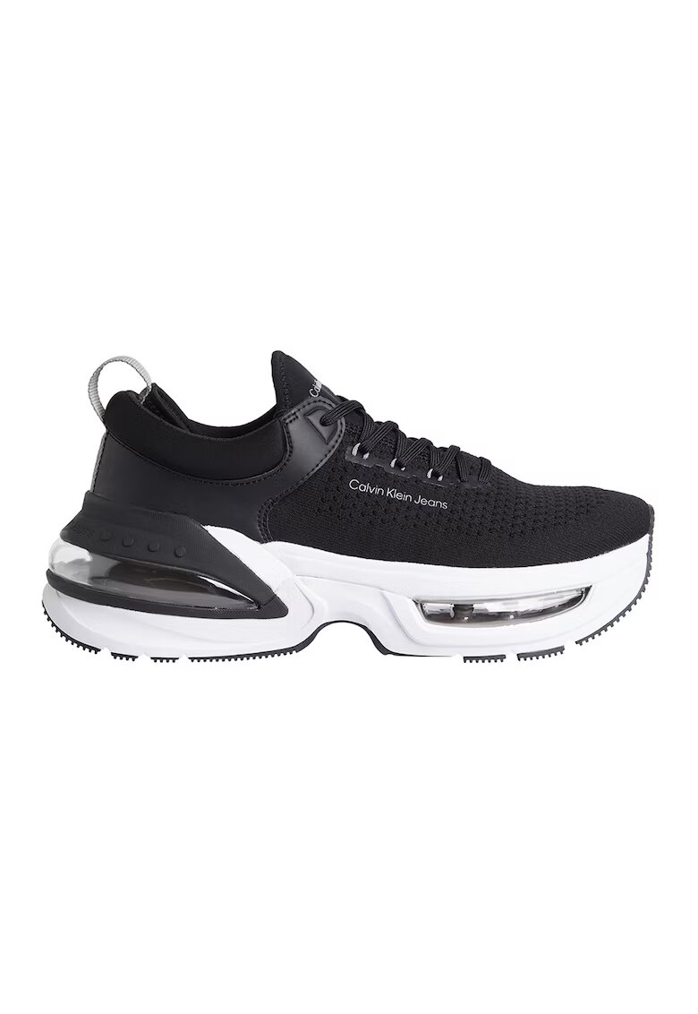 Calvin Klein Jeans Pantofi sport low-cut cu insertii din material textil - Alb/Negru