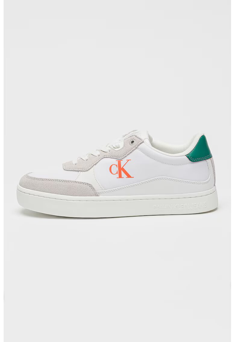 Calvin Klein Jeans Pantofi sport low-cut de piele - Alb/Verde