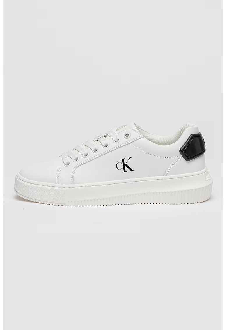 Calvin Klein Jeans Pantofi sport low-cut de piele si piele ecologica - Negru/Alb optic