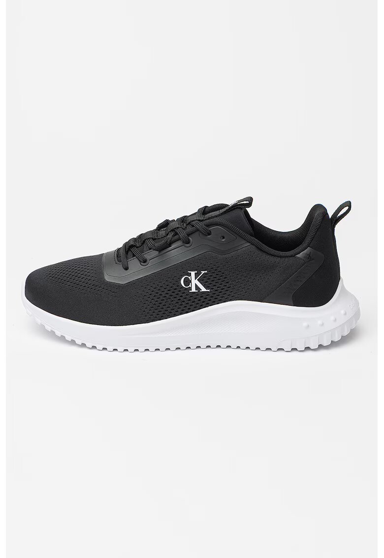 Calvin Klein Jeans Pantofi sport low-cut din material textil - Negru/Alb optic