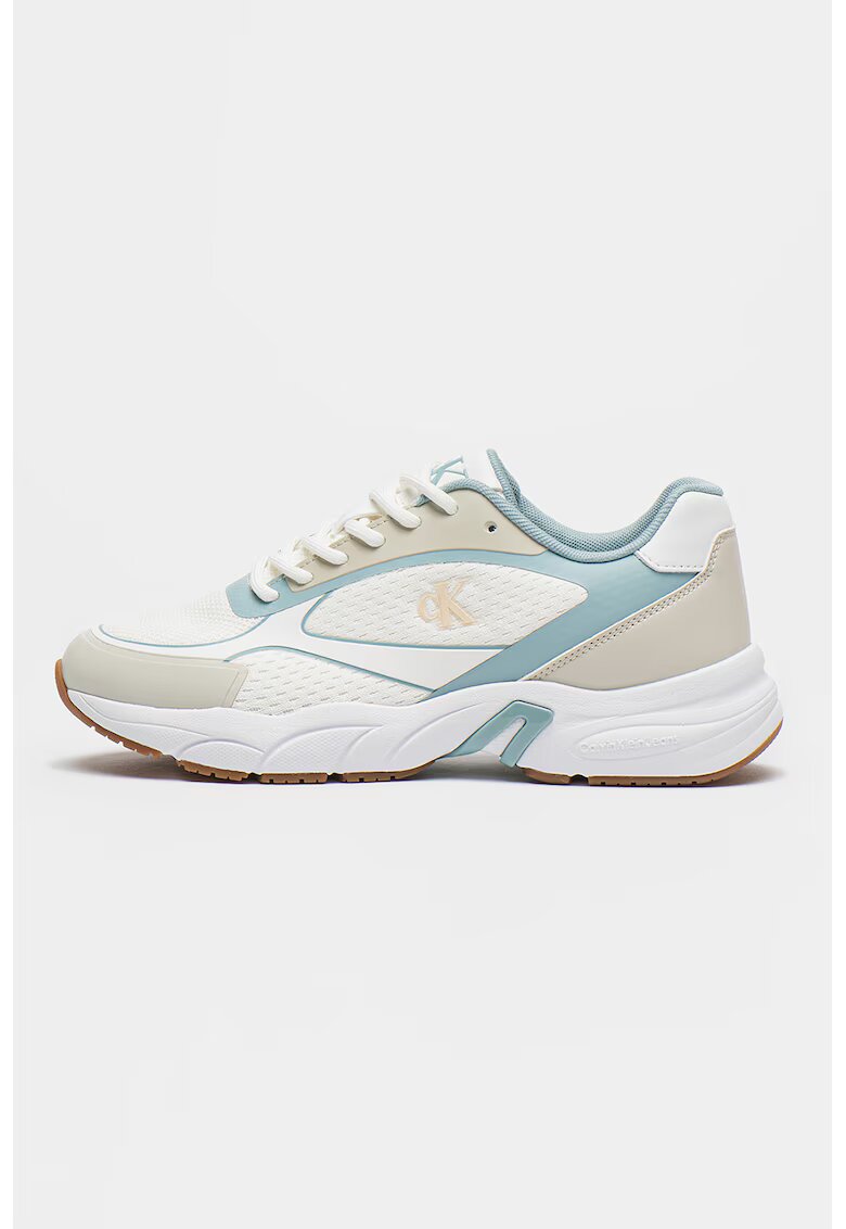 Calvin Klein Jeans Pantofi sport retro - pentru tenis - Alb/Albastru pastel/Grej
