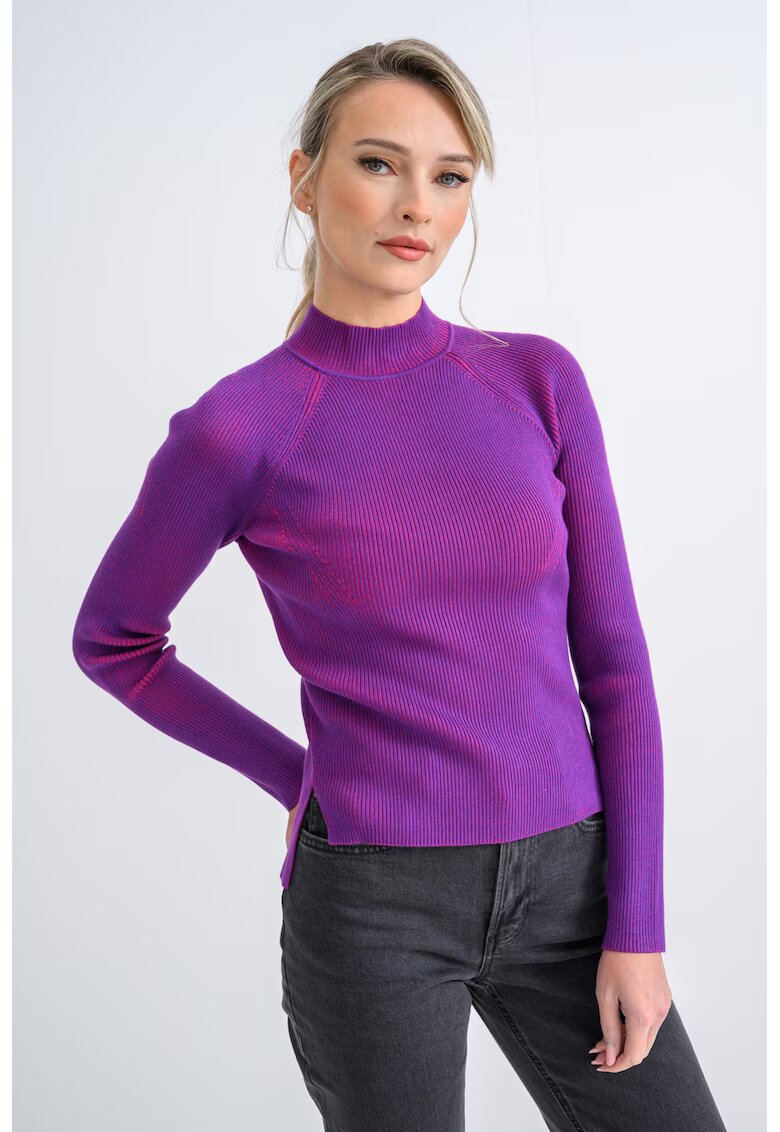 Calvin Klein Jeans Pulover slim fit cu maneci raglan - Rosu/Violet