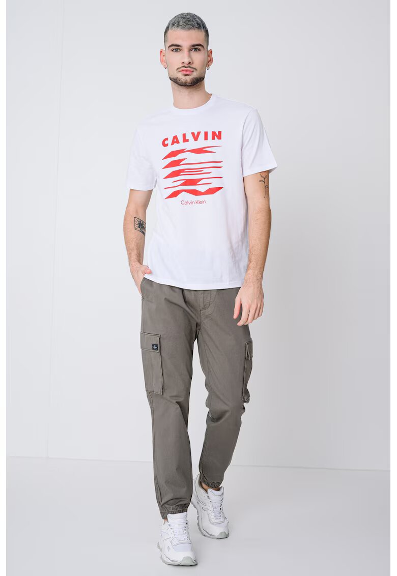 Calvin Klein Jeans Tricou de bumbac cu logo - Alb