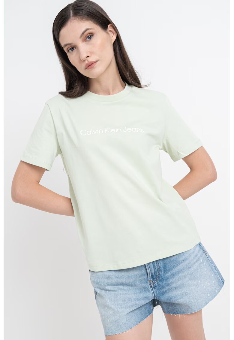 Calvin Klein Jeans Tricou de bumbac cu logo - Verde feriga