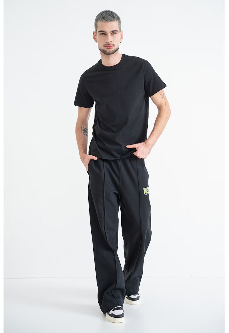Calvin Klein Jeans Tricou din bumbac cu decolteu la baza gatului - Negru
