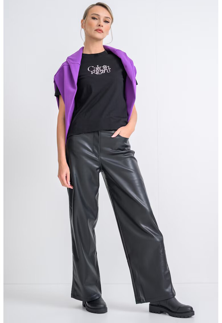 Calvin Klein Jeans Tricou din bumbac cu imprimeu logo - Negru
