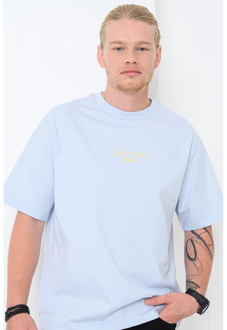 Calvin Klein Jeans Tricou lejer cu imprimeu logo - Albastru pal