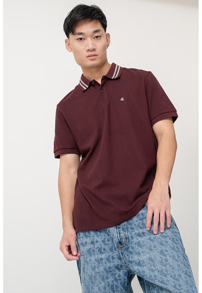 Calvin Klein Jeans Tricou polo din bumbac - Violet pruna