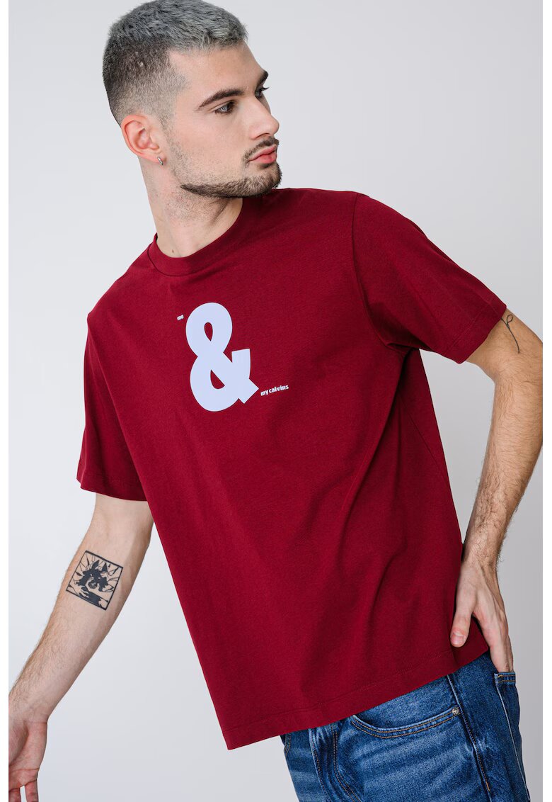Calvin Klein Jeans Tricou relaxed fit cu imprimeu - Visiniu