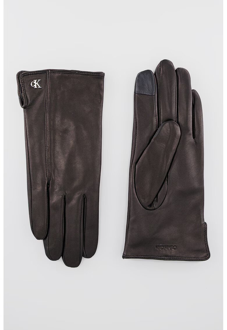 Calvin Klein Manusi din piele cu detalii logo - Maro inchis