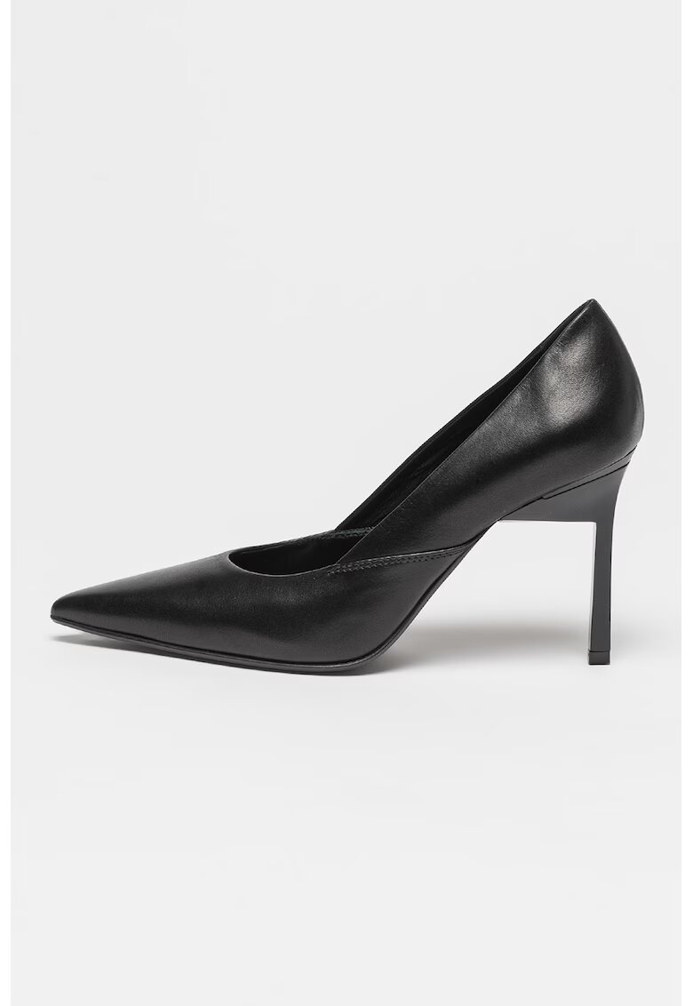Calvin Klein Pantofi de piele cu varf ascutit - Negru