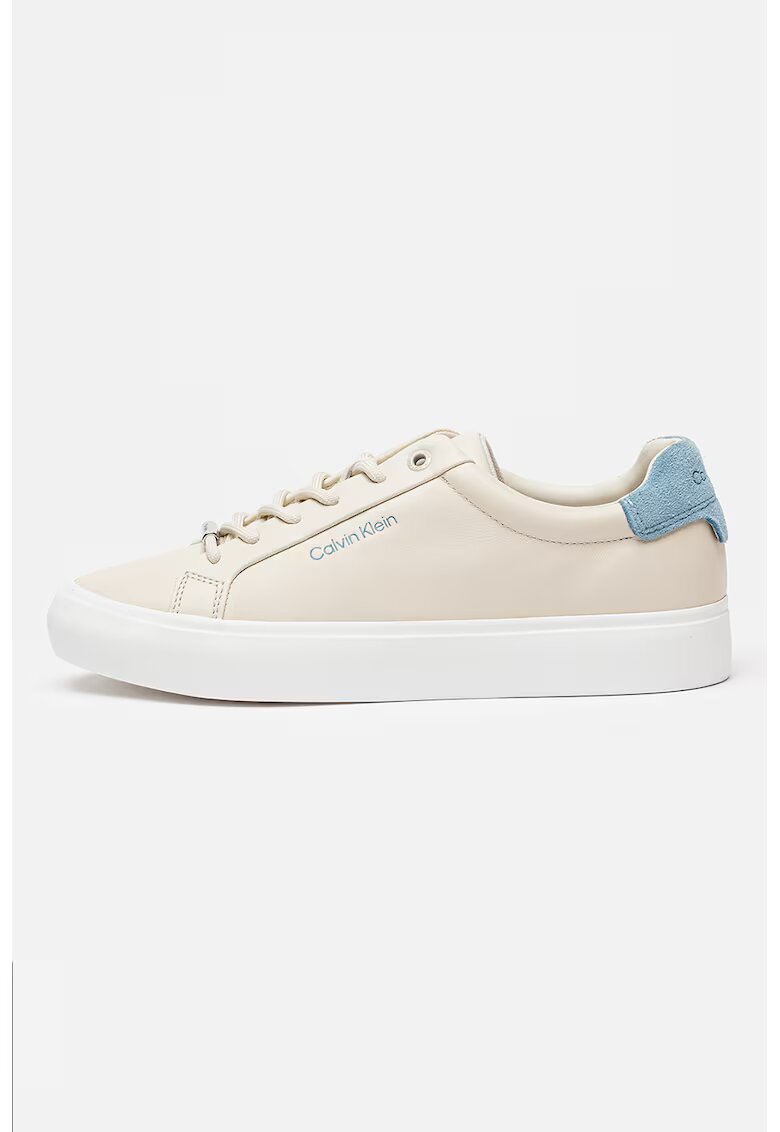 Calvin Klein Pantofi sport cu talpa plata si varf rotund - Albastru prafuit/Maro nisip