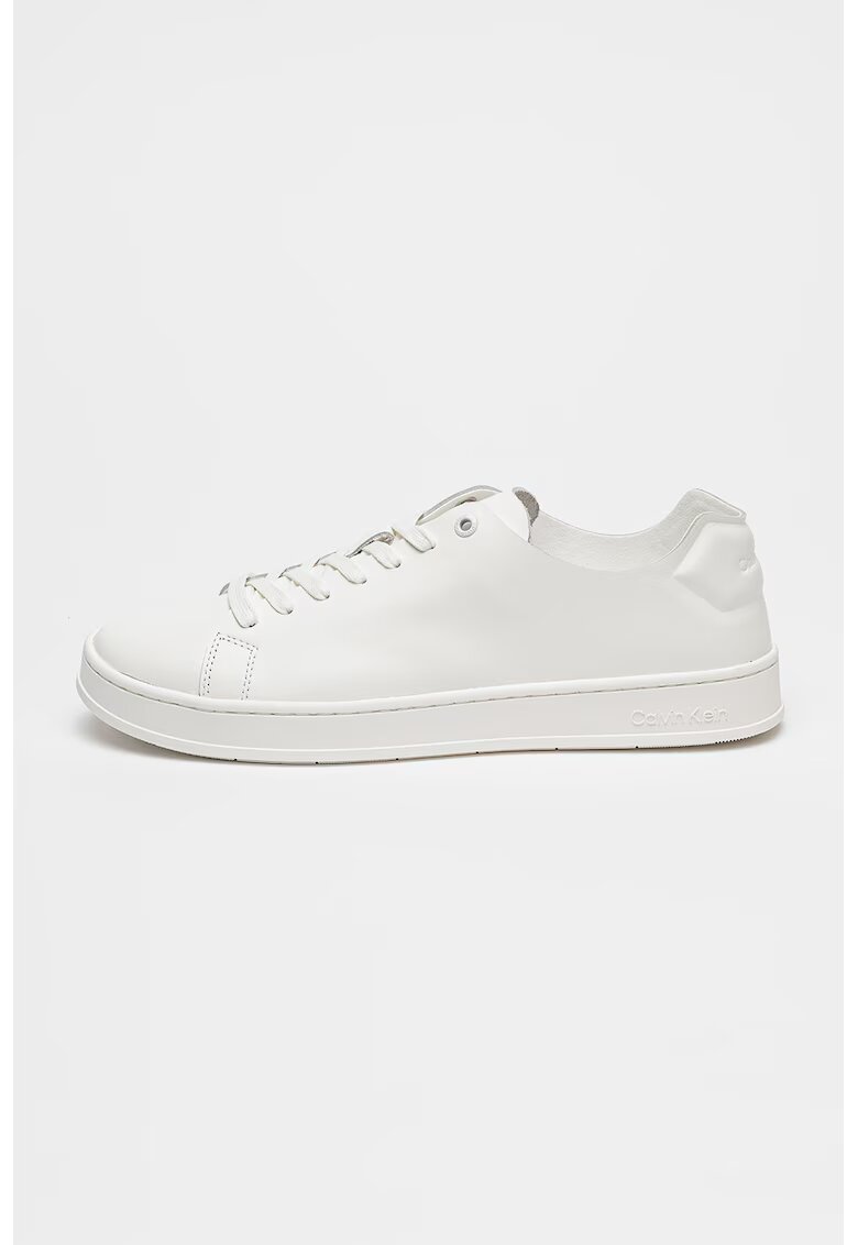 Calvin Klein Pantofi sport de piele cu logo discret - Alb