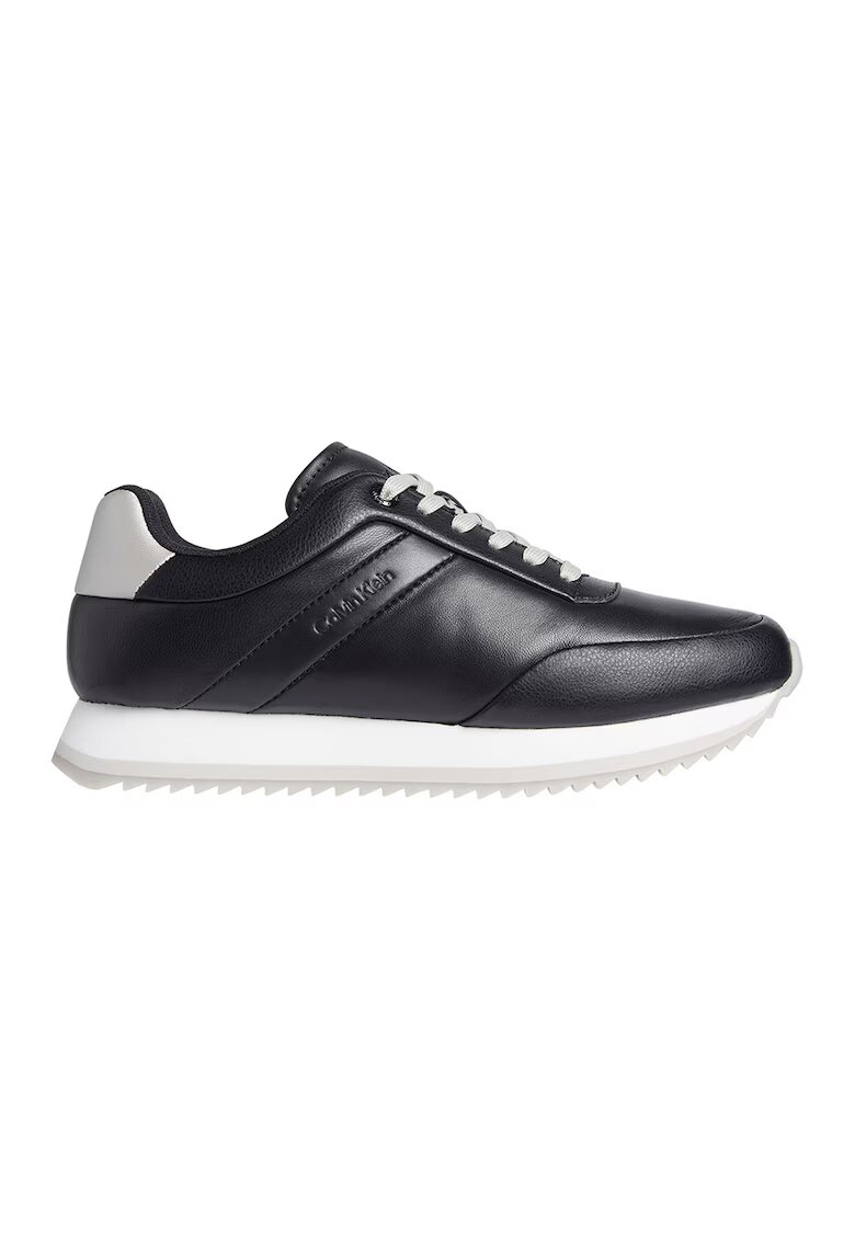 Calvin Klein Pantofi sport de piele cu sireturi Runner - Negru