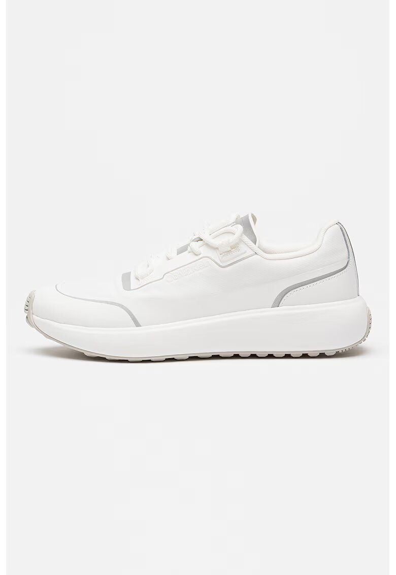 Calvin Klein Pantofi sport din piele ecologica cu insertii din material textil - Alb optic